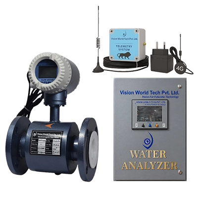 Flow meter, telemetry system and water quality analyzer used for industrial water monitoring