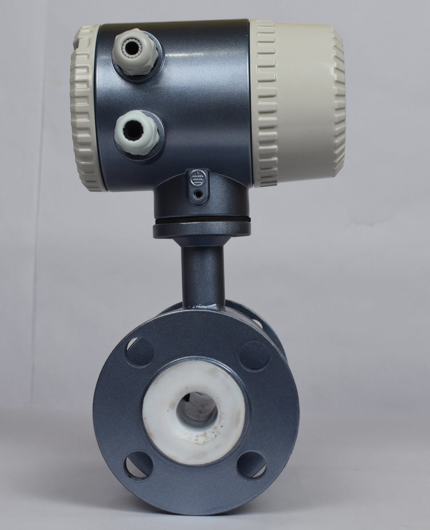 Side View of magnetic flow meter, all sizes of flow meters are available.