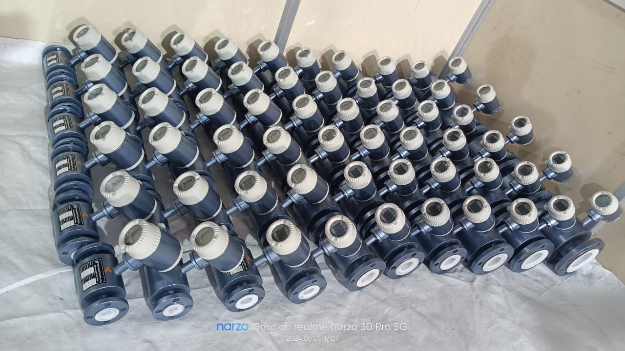 Working photos of flow meter and telemetry system installation in India