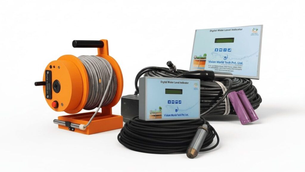 Leading Manufacturer of Piezometer with DWLR Vision World Tech Pvt. Ltd. Piezometer with DWLR manufactured by Vision World Tech Pvt. Ltd. for groundwater level monitoring and CGWA compliance.
