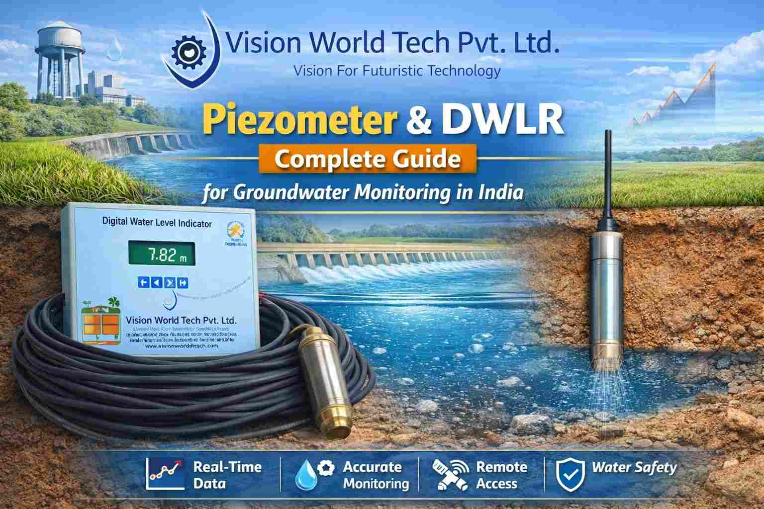 Piezometer and DWLR setup for groundwater level monitoring in India